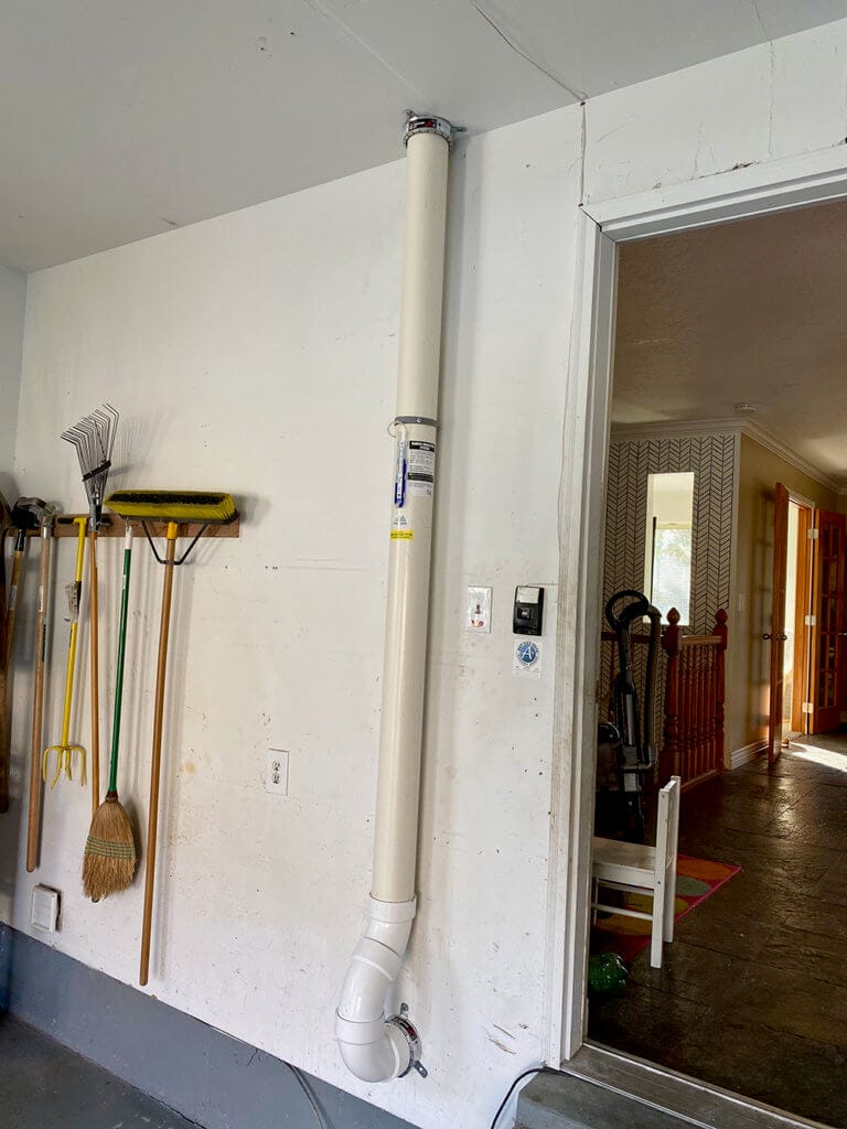 radon system pipe inside a home